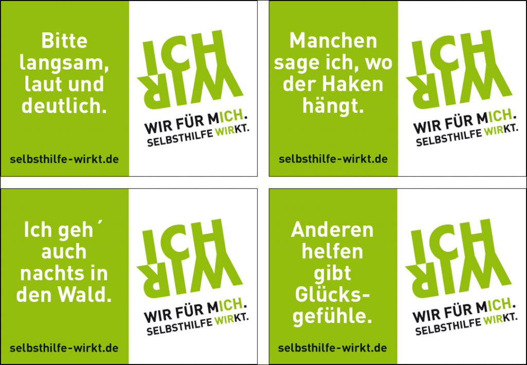 Postkarten zur Kampagne „WIR FÜR MICH. SELBSTHILFE WIRKT.“
